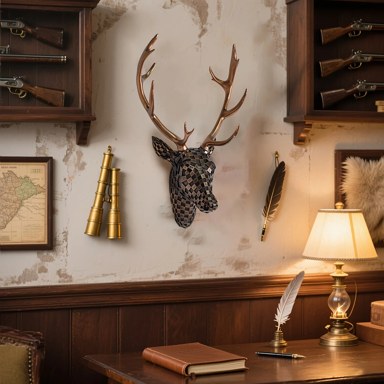 Resin Mosaic Deer Head Wall Art