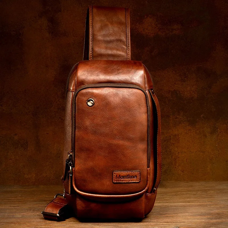 Men Leather Chest Bag