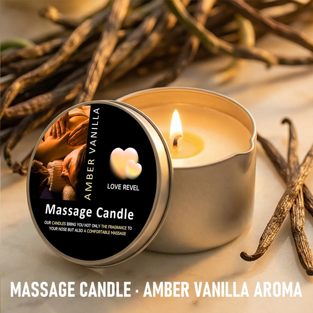Aromatherapy Massage Oil Candle Amber Vanilla