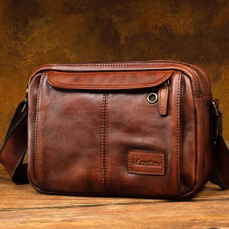 Men's Handmade leather crossbody bag