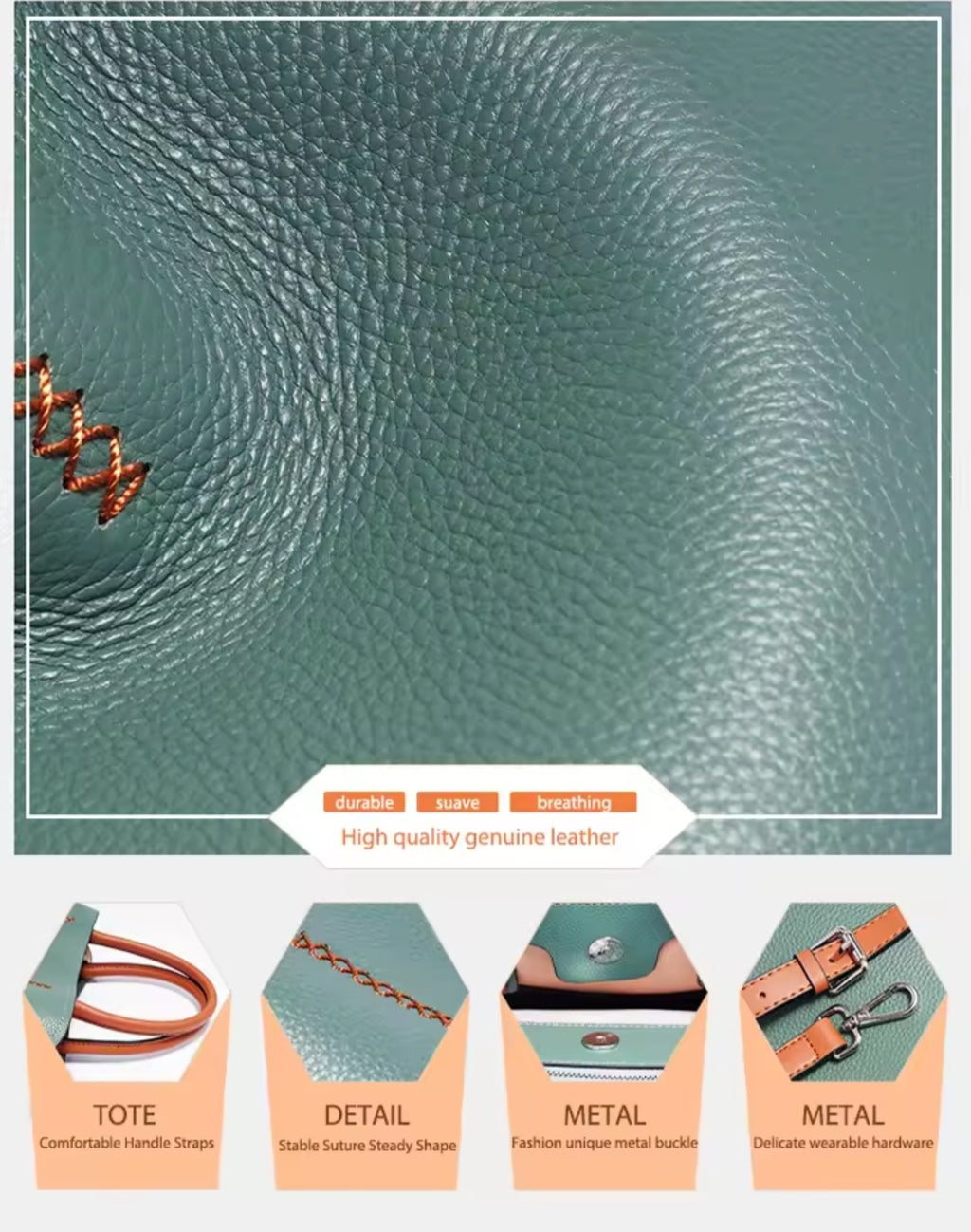 Genuine leather handbag - 5