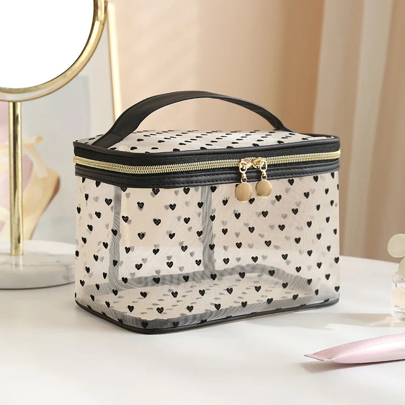 Double-layered Black Mesh Cosmetic Bag